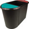 helit H6103596 - Papierkorb „the triple“, oval, umlaufender Griffrand, schwarz / rot / grün, Mülleimer 3 Fächer