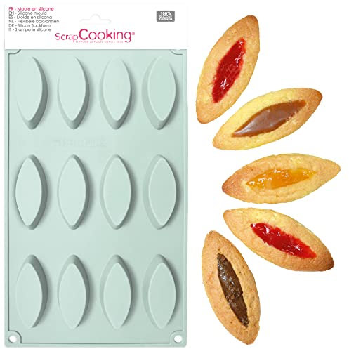 ScrapCooking - Moule en Silicone Barquettes - Moule à Barquettes 12 Cavités - Ustensile Souple Gâteaux Biscuits Pâtisserie - Mini Barquettes - Apte Four & Congélateur - Vert d’Eau - 3126