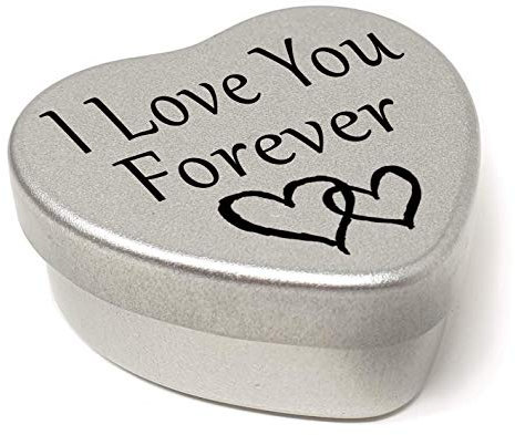 Perfect Way to Say I Love You. Beautiful Mini Silver Heart Tin with Sweets, Present to say I Love You. Tin Size 45mm x 45mm x20mm. (I Love You Forever)