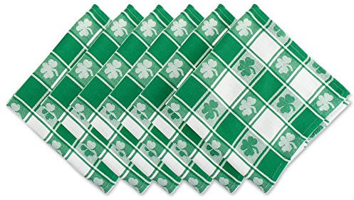 DII Servietten, 100% Baumwolle, Übergröße, 50,8 x 50,8 cm, Grün & Weiß kariert mit Kleeblatt