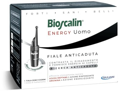 Bioscalin Energy Ampullen für Herren, stärkt das Haar und wirkt dem Haarausfall entgegen, für schwaches und dünnes Haar, 1 Ampulle alle 3 Tage, für Herren 1 Monat