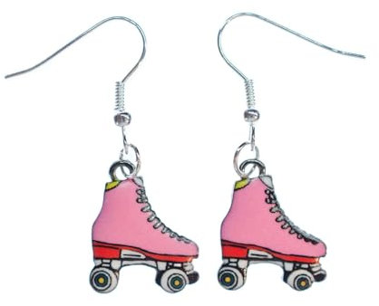 Miniblings Rollschuhe rosa Ohrringe Hänger Rollerskates Stiefel Skates Metall - Handmade Modeschmuck I Ohrhänger Ohrschmuck versilbert