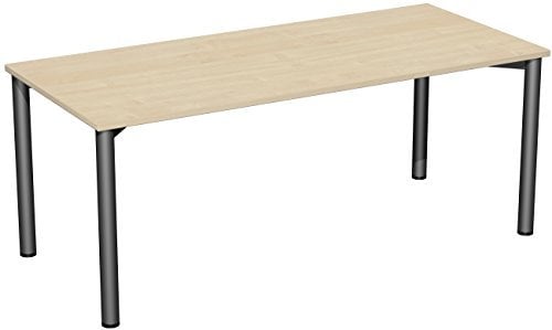 Gera Möbel 4 Fuß Flex Schreibtisch, Holzdekor, ahorn/anthrazit, 180 x 80 x 72 cm