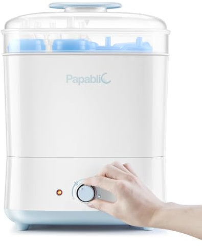 Papablic Baby Bottle Sterilizer and Dryer, Esterilizador De Biberones, Electric Steam Sterilizer for Baby Bottles, Pacifiers, and Pump Parts, Large Capacity 10 Bottle, Fast Sanitizes and