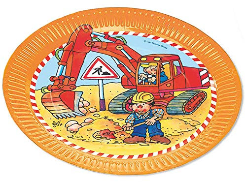 Lutz Mauder 8 Teller * BAGGER & BAUSTELLE * für Kindergeburtstag oder Motto-Party | Geburtstag Party Bob Bauarbeiter Baumeister Pappteller Partyteller Plates