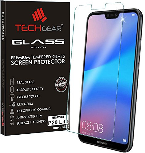 TECHGEAR VERRE Trempé pour Huawei P20 Lite, Protecteur d'Écran Original en Verre Trempé Compatible pour Huawei P20 Lite