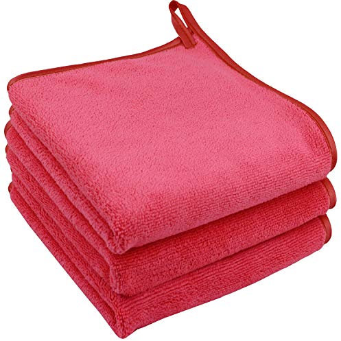 HIDMD Microfibre Face Cloth Makeup Remover Cloth Facial Washcloths Cleaning Towels For Eye Face Exfoliating Bath 30CM X 30CM 6 PACK Pink+Purple