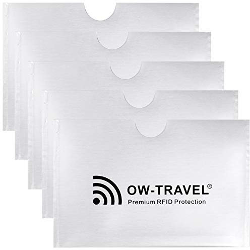 OW-Travel TÜV geprüfte RFID Schutzhülle Kreditkarten - 100% Schutz - NFC Schutzhüllen, Reisepasshülle Reisezubehör für Kreditkarte, Personalausweis