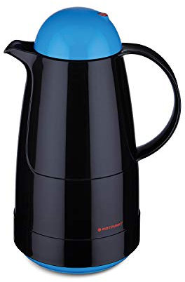 ROTPUNKT Isolierkanne 210 CHRISTINE 1,0 l | Zweifunktions-Drehverschluss | BPA Frei- gesundes trinken | Made in Germany | Warm+Kalthaltung | black/electric kingfisher