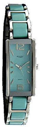 REGENT Damen-Armbanduhr Analog Quarz mit Edelstahl-Kunststoff Armband 4325 (hellblau)
