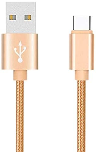 Pack de 3 Cables Metal Nylon Type C pour ONEPLUS 7 Plus Smartphone Android Chargeur Connecteur (Or)