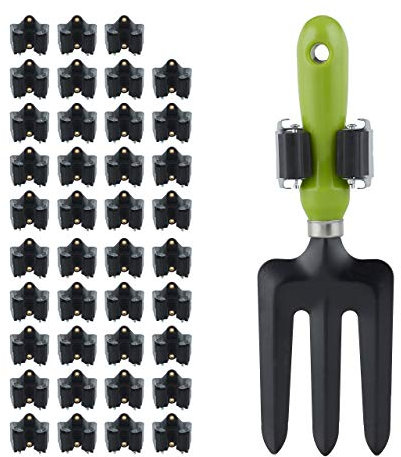 Relaxdays 20 x Gerätehalter, Gummi-Rollen zum Klemmen, Universal Besenhalter für Wand, Garten, Eisen, Stielhalter, grau/schwarz