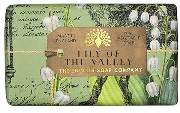 The English Soap Company Anniversary Wrapped Soap Bar, Lily Scented Shea Butter, Moisturising for Body, Lily of the Valley Scent 190g