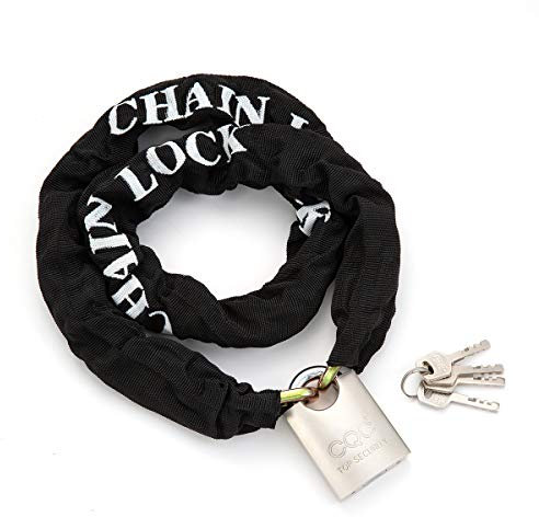 Heavy Duty Motorbike Cycle Chain 3 Keys Lock Padlock Anti-Theft High Security for Motorcycle Bike Bicycle Door Gate Fence (8mm Dia. x 1200mm Length)