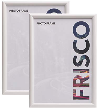 Kenro Frisco Plastic Picture Frames (Box of 2) - A2 / 42x59.4 - Wall Hanging Stylish Photo Frame with Glass Front - White