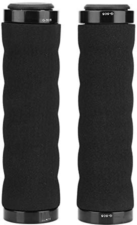 Yosoo Health Gear Bike Handlebar Grips, Anti-slip Rubber & Sponge Locking Grips for Bicycle Mountain BMX, 1 Pair Soft Padded Grips (Black)