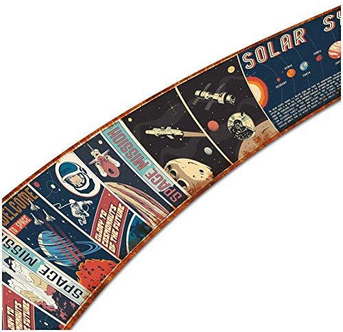 Wandtattoo Selbstklebende Retro Bordüre 2,5m x 18cm Vintage Old School Look Wanddekor Wohnzimmer Wand Küche Wandaufkleber Wandsticker W004 (Nr. 5 Space)