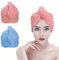 ACWOO Haarturban, 2 Stück Damen Turban Handtuch mit Knopf, Kopftuch Haartrockentuch, Schnelltrocknend Mikrofaser Handtuch für Alle Haartypen