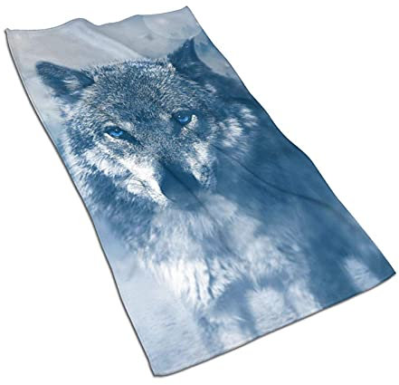 FFLSDR Badetuch Blue Eyes Wolf Strandtuch Ultraleichte Hotelhandtücher Küche Reise Waschlappen Gesichtstuch 40 X 70 cm