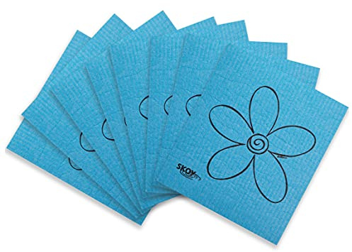 Skoy Cloth Eco-Friendly and Reusable Swedish Dishcloth, for Kitchen and Household Use, Environmentally Friendly, Plastic-Free , Blue, 8-Pack