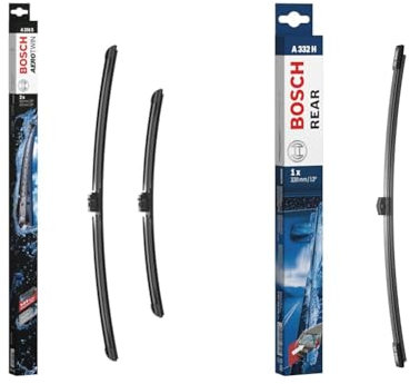 Bosch Scheibenwischer Aerotwin A206S, Länge: 650mm/475mm – Set für Frontscheibe & Scheibenwischer Rear A332H, Länge: 330mm – Scheibenwischer für Heckscheibe