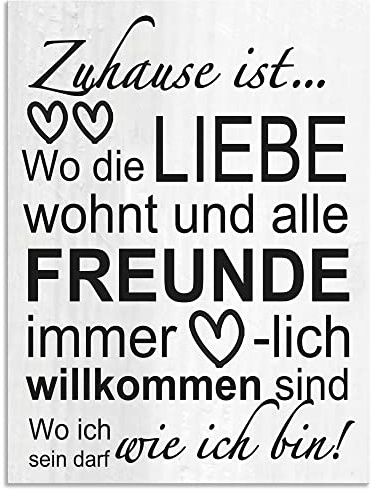 ARTland Wanddeko Wandbild Alu Verbundplatte für Innen & Outdoor Bild 60x80 cm Bilder mit Sprüchen Familie Zitate Kunst Grau T9IR