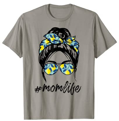 Mom Life Shirts für Damen, gelbe Zitrone, Sonnenbrille & Bandana T-Shirt