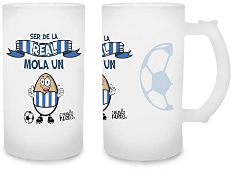 Jarra de cerveza Ser de la Real mola un huevo. Cristal esmerilado de primera calidad AAA. 80 x 150 mm. 500 ml