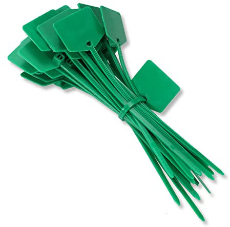 Fascette per cavi in nylon, fascette per cavi in nylon con pennarello, fascette autorloccanti scritte da 15,2 cm per cablaggio, etichetta per marcatura di cavi Ethernet, colore verde/100 pezzi