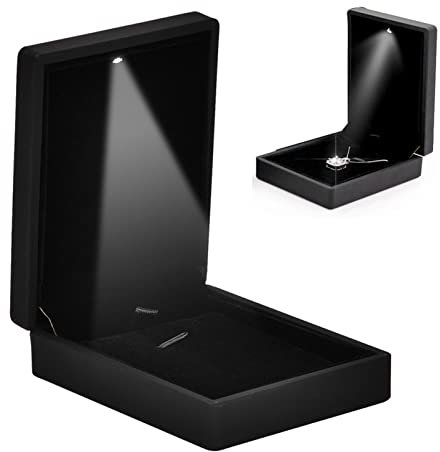 Yosoo Health Gear Schmuckvitrine für Ringe oder Anhänger, Schmuck-Geschenkbox mit LED-Licht, Schmuck-Aufbewahrungsbox für Hochzeitsantrag, Verlobung, Valentinstag(Blau)