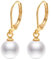 Vissen Perlen Ohrringe HäNgend Damen Vergoldet Leverback Mit 8mm Klein WeißE Perle AnhäNger Modeschmuck Ohrringe Geschenk