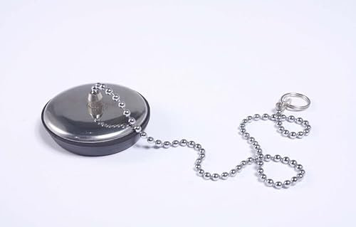BSSTORE Tapón de goma con tapa y cadena de acero inoxidable para lavabo bidé bañera (31 mm)