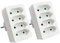 EXTRASTAR 4 en 1 Adaptador Plano con 4 Enchufes Schuko, 4 Tomas Adaptador, Hasta Carge 2300W, 10A, 250V, Blanco, 2 pcs