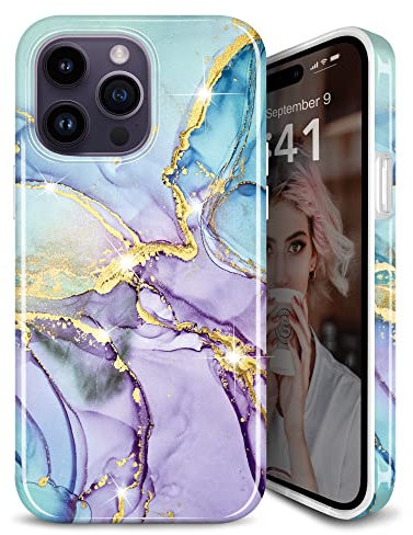 JIAXIUFEN iPhone 12 Mini Hülle Handyhülle TPU Silikon Schutzhülle Handytasche Handy Hülle für iPhone 12 Mini 5.4 - Marmor Purple Blue