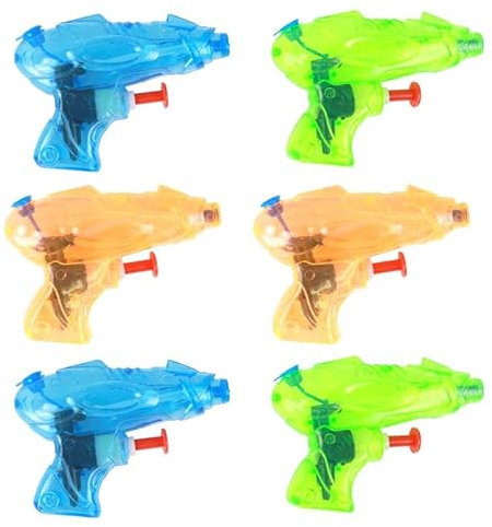 BLUE SKY - 6 Pistolets À Eau - Jeu de Plein Air - 048087 - Multicolore - Plastique - 9 cm - Jouet Enfant - Jeu de Plage - Piscine - À Partir de 3 Ans