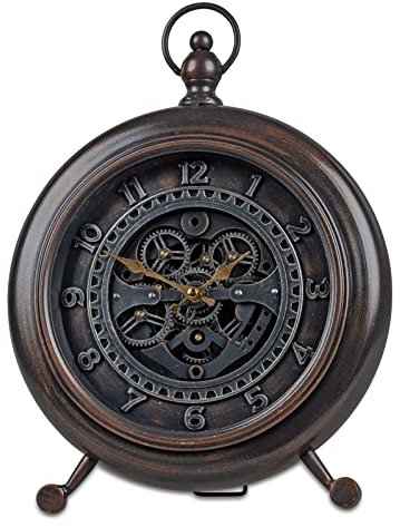 formano Standuhr 40 cm Metall mit sichtbar drehenden Zahnrädern Steampunk
