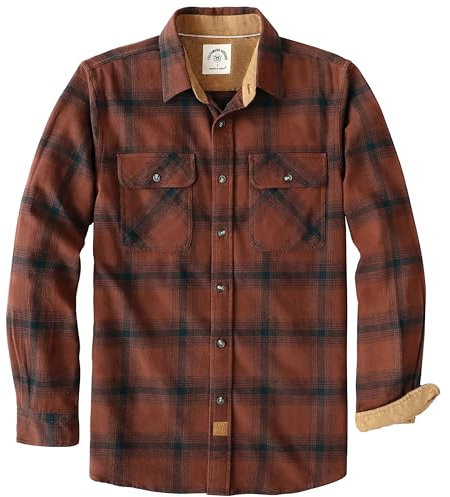 Dubinik® Chemise Flanelle Longue a Carreaux Homme 100% Coton Confort Casual Bûcheron avec Poches