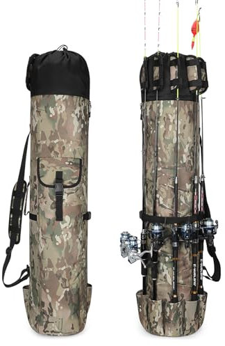 Wowelife Angelrutentasche, grüne Angelruten-Etui, verbesserte Angeltasche, Rucksack, Camo, Angelrolle, Organizer-Tasche, ein Angelgeschenk für Männer, Vater und Freunde