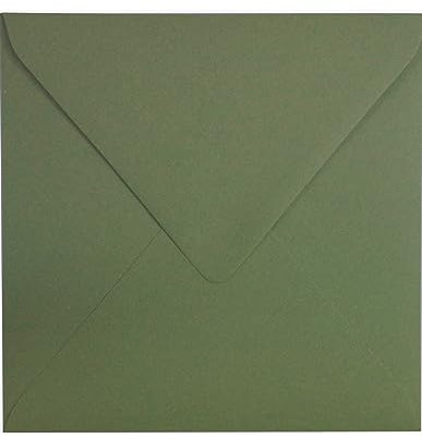 Netuno 25 quadratische Briefumschläge Olivgrün 153 x 153 mm 120g Materica Verdigris farbige Umschläge bunt hochwertig Briefhüllen Naturpapier ökologische Kuverts Einladungsumschläge elegant