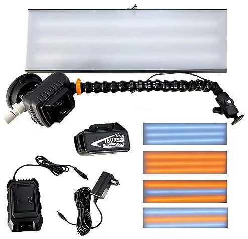 CHHMAELOVE 23,6 x 7 Zoll Auto-Dellen reflektur licht mit 18-V-6000-mAh-Akku, 6-Farben-LED-Licht einstellbar, Standby für mehr als 4 Stunden, 4-Zoll-Saugnapf, um 360° drehbarer Lichtkopf
