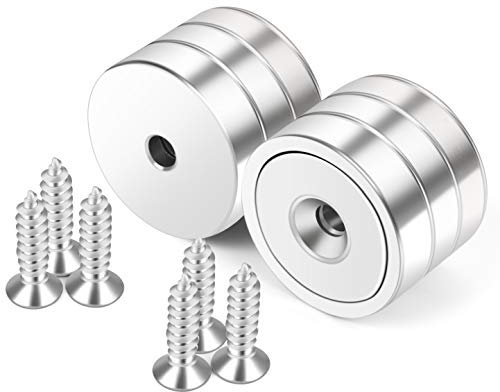Neosmuk Magnete mit Loch,30kg starke runde Magnete für die Wand,Magnet mit Schraube für Holz,Neodym-Scheibenmagnet mit Loch in der Mitte,25mm flacher Magnet(6er-Packung)