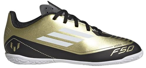 adidas Unisex F50 Club Messi Football Boots Indoor Fußballschuhe, Gold met/Cloud White/core Black, 36 EU