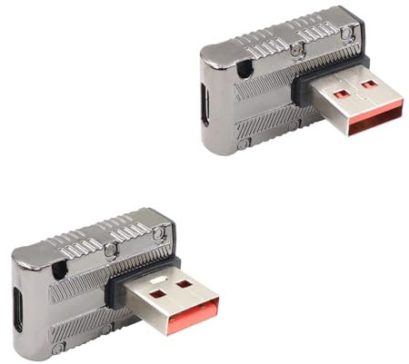 RIIEYOCA 90 Degree USB 3.1 GEN 2 Male to Type-C Female Adapter for 120W Fast Charging and 10Gbps Lightning Transfer,USB A to USB C 3.1 Converter,2Pcs（mid-bend