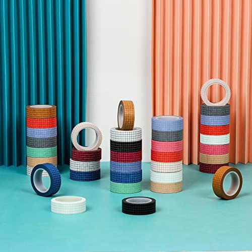 BoNene Doppelseitiges Klebeband 7 Stück/Satz des bunten Gitters DIY. Washi Tape for Scrapbooking und Magazin Dekoration Masking Tape for Schulbedarf Netzband (Size : Light color)