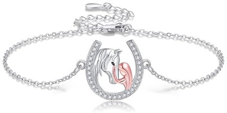 VENACOLY Hufeisen Armband 925 Sterling Silber Trense Armbänder Hufeisen Schmuck Geschenk für Damen
