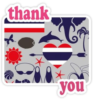 Kingdom of Thailand Traditional Thank You Stickers Zitat Grateful