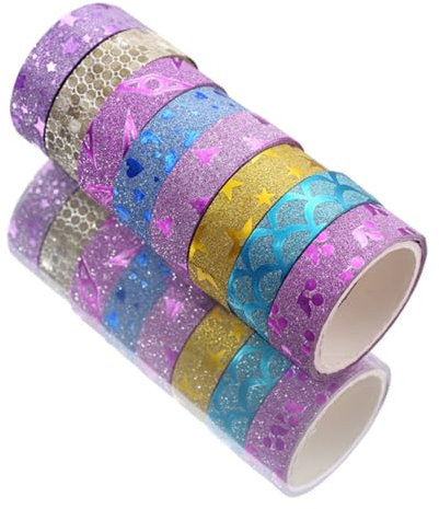 STOBOK 20rotoli Nastro Adesivo Glitterato Tappi Decorativi Carta Per Fai Te Scrapbooking e Decorazioni Per Scuola e Ufficio Colori Casual
