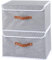 OUTBROS Storage Bins with Lids, Fabric Boxes with Artificial Leather Handles, Foldable Cube Cabinet Basket, 44 X 29 X 30 cm, Wave Pattern, 2-Pack