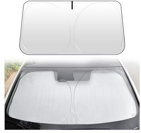 Adunsiaoto Parasol Parabrisas Coche, Aislamiento Térmico Y Protección UV Parabrisas, Parasol Coche Delantero Paraguas, Parasol Plegable Y Portátil Protector Parabrisas Delantero para Coche(140x70cm)