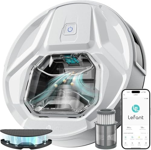 LEFANT M320 Saugroboter mit Wischfunktion 3 in 1, 6000Pa Staubsauger Roboter mit Präzise-Entfernungs-Navigation,planen verbotene Zone, Sichtbar 800ML Staubbehälter, 240Mins, WLAN&App, Weiß